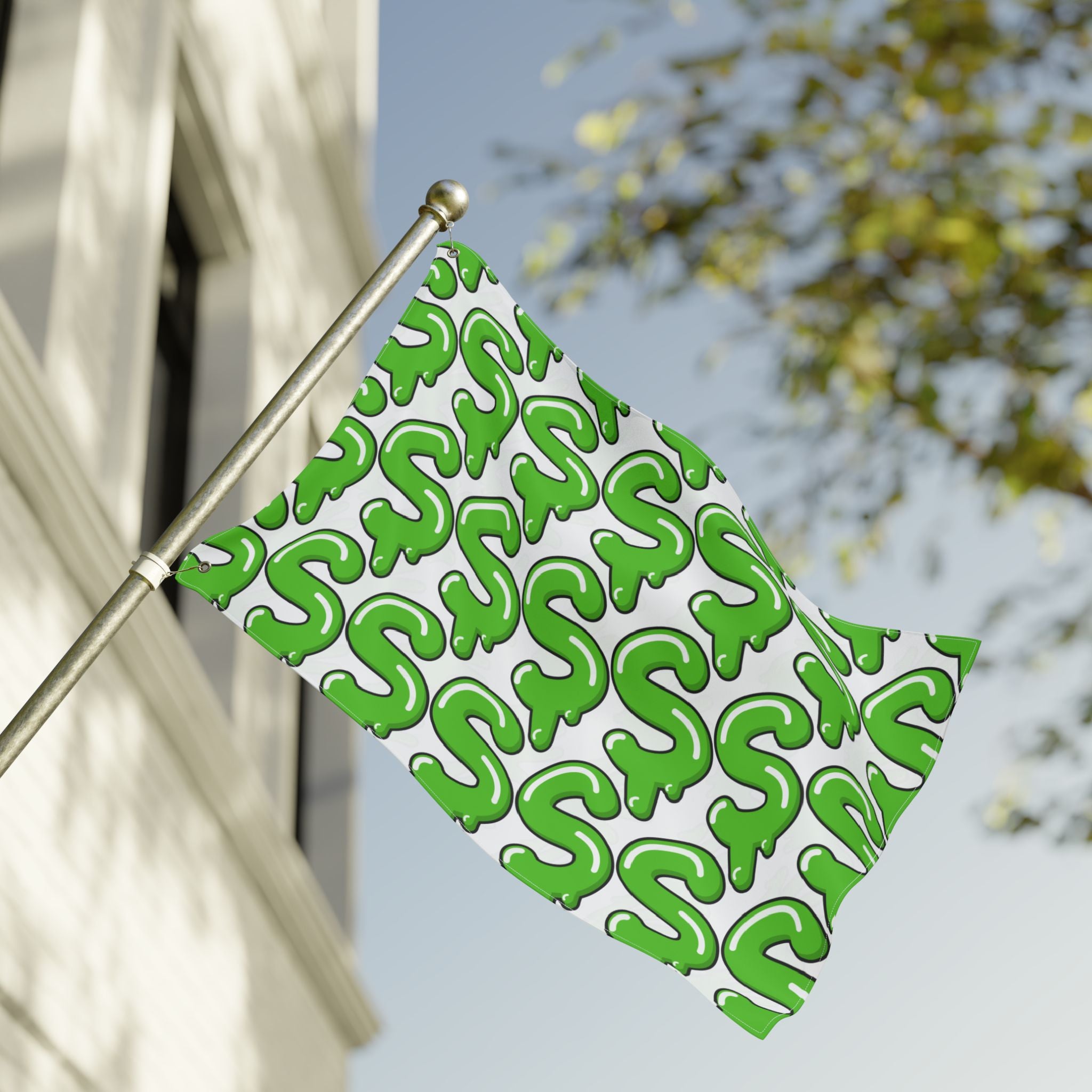 The Slime Shop Double Sided Flag — White / Green Slime S