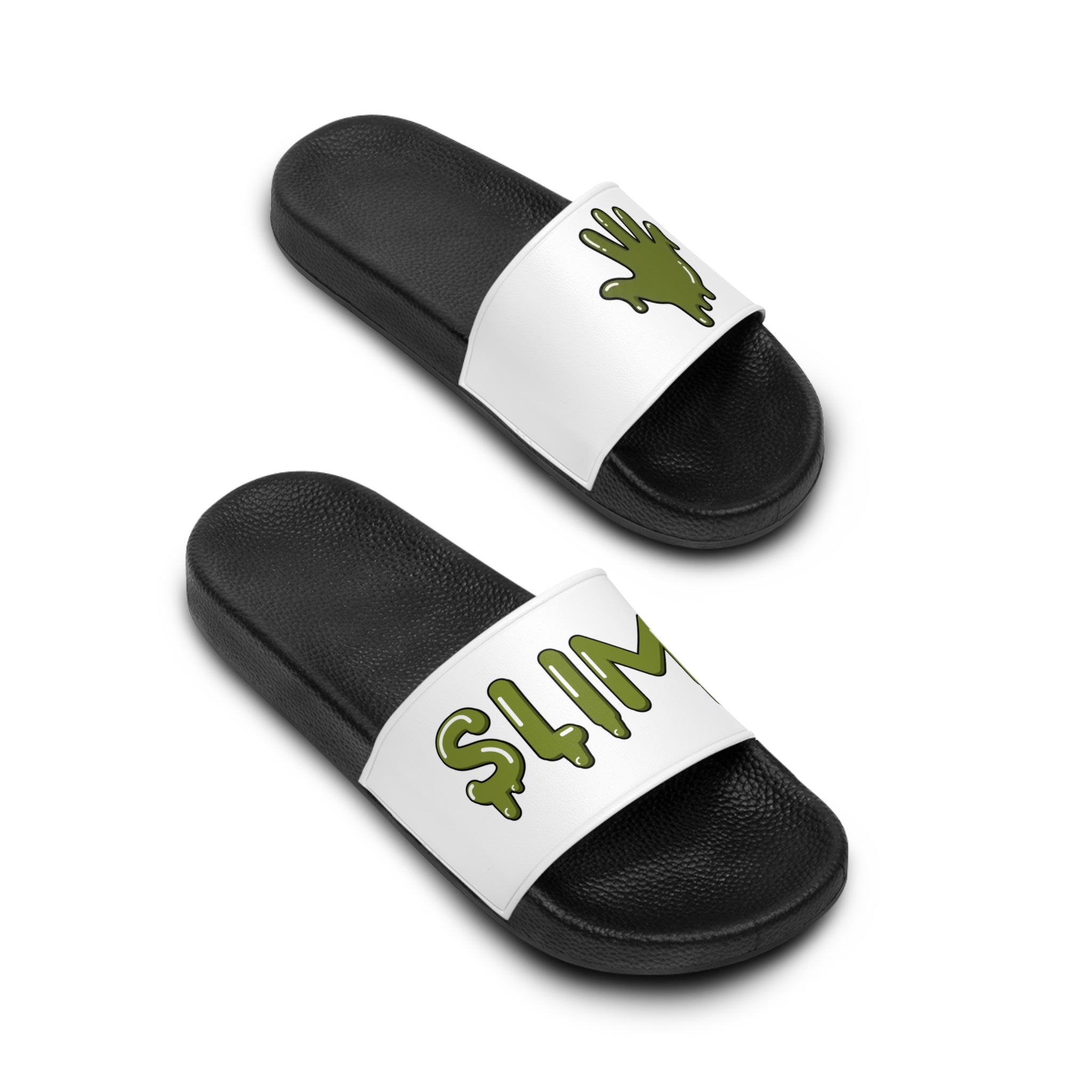 The Slime Shop Slides — White / Olive Slime In 5