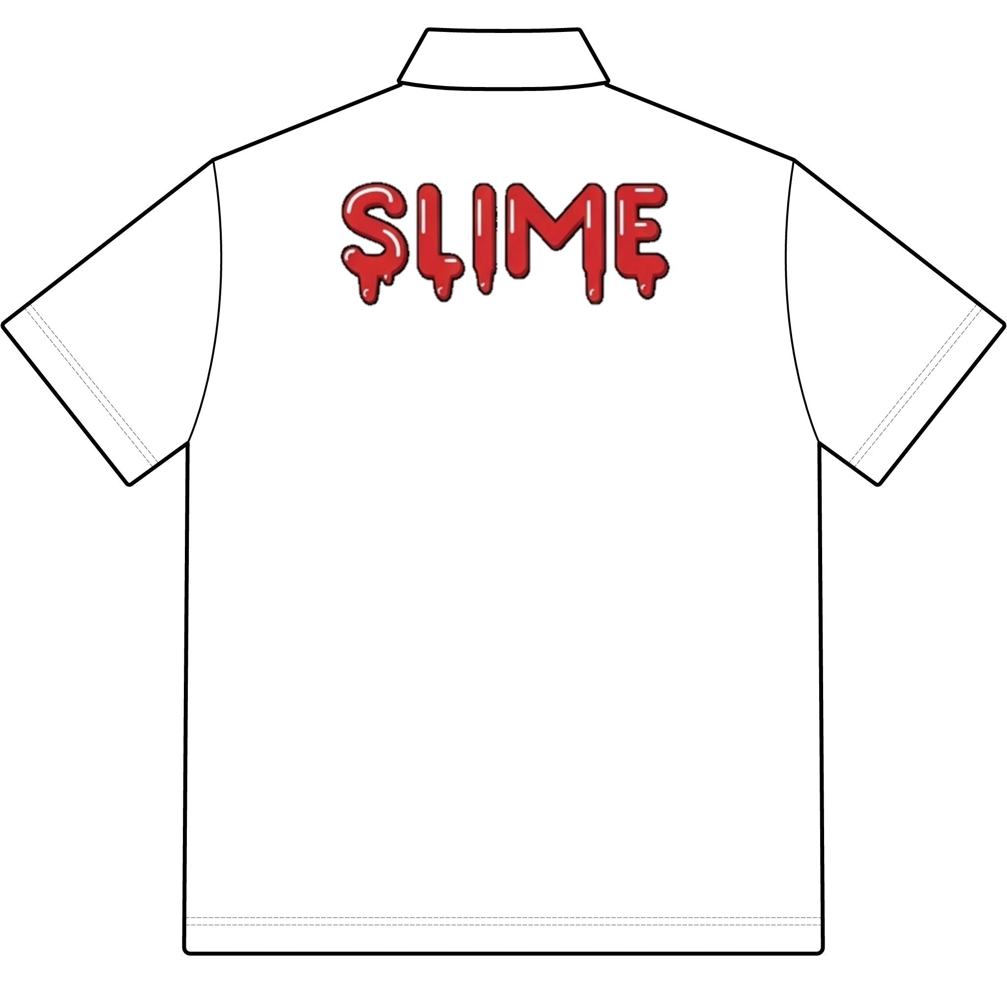 The Slime Shop Pique Polo — White / Red Slime-$