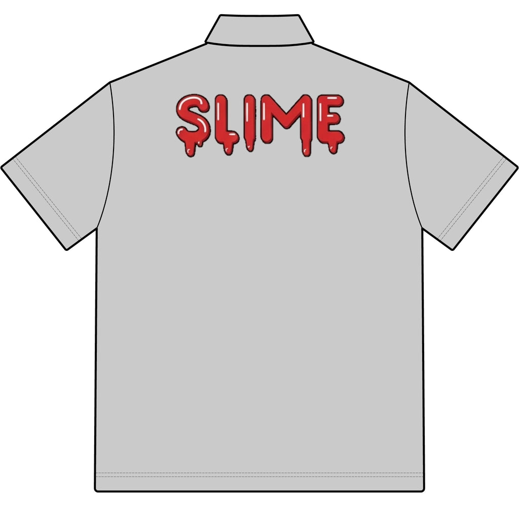 The Slime Shop Pique Polo — White / Red Slime-$