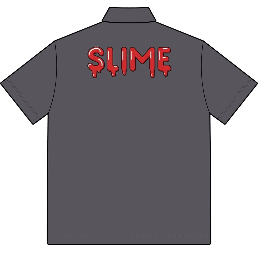 The Slime Shop Pique Polo — White / Red Slime-$