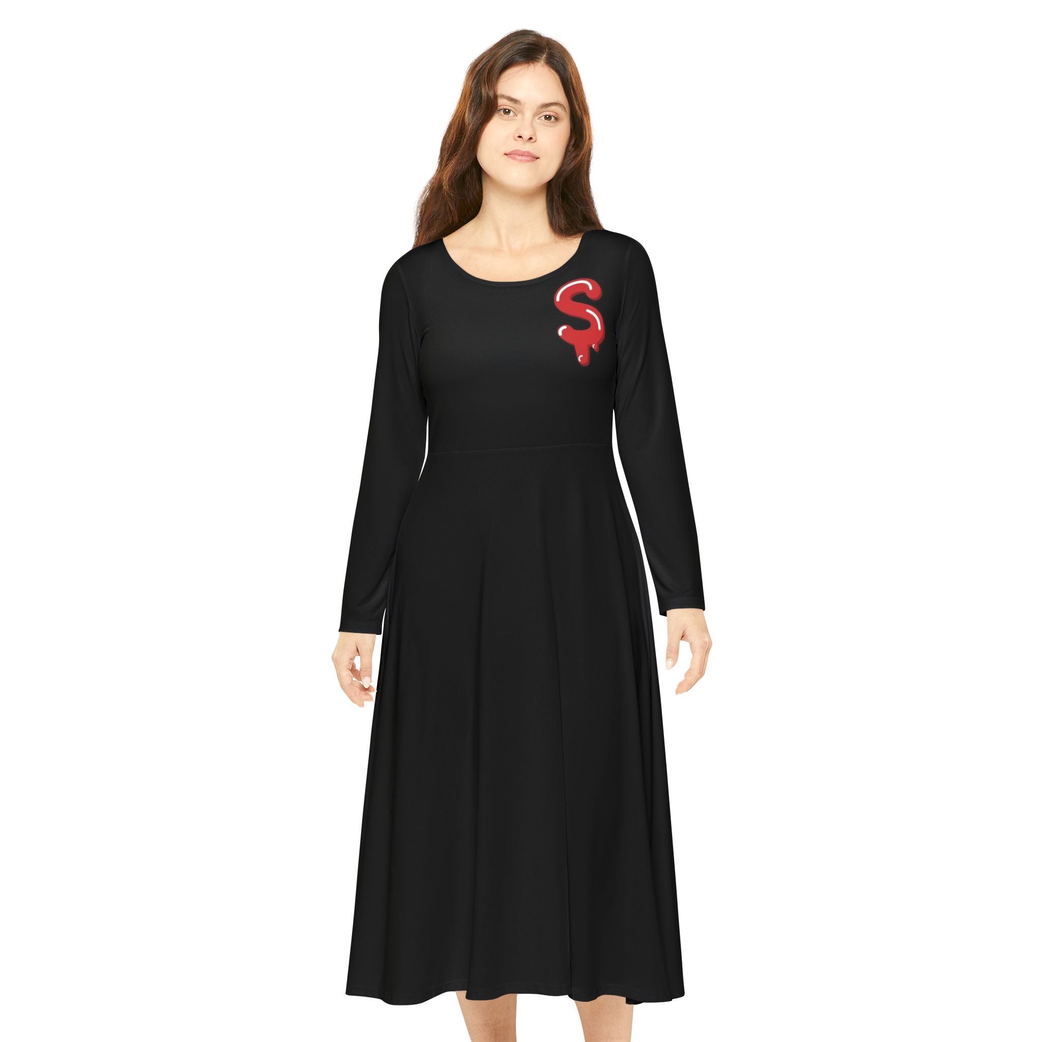 The Slime Shop Women's Long Sleeve Dance Dress — Black / Red Slime $