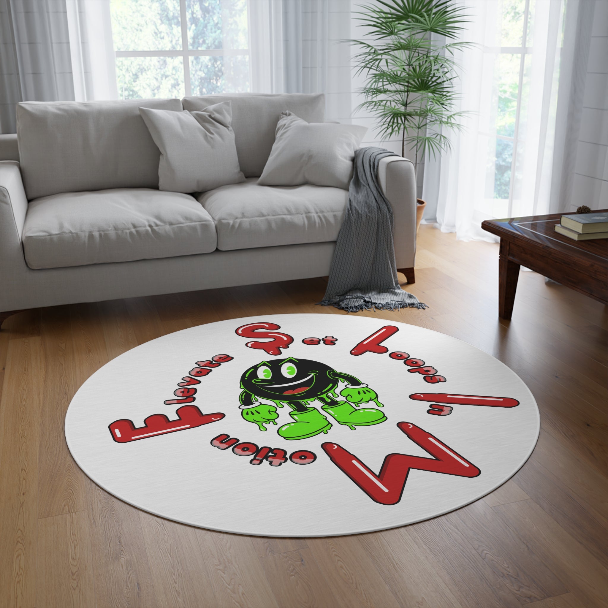 The Slime Shop Round Rug — Slimeman & Ring (Red) III