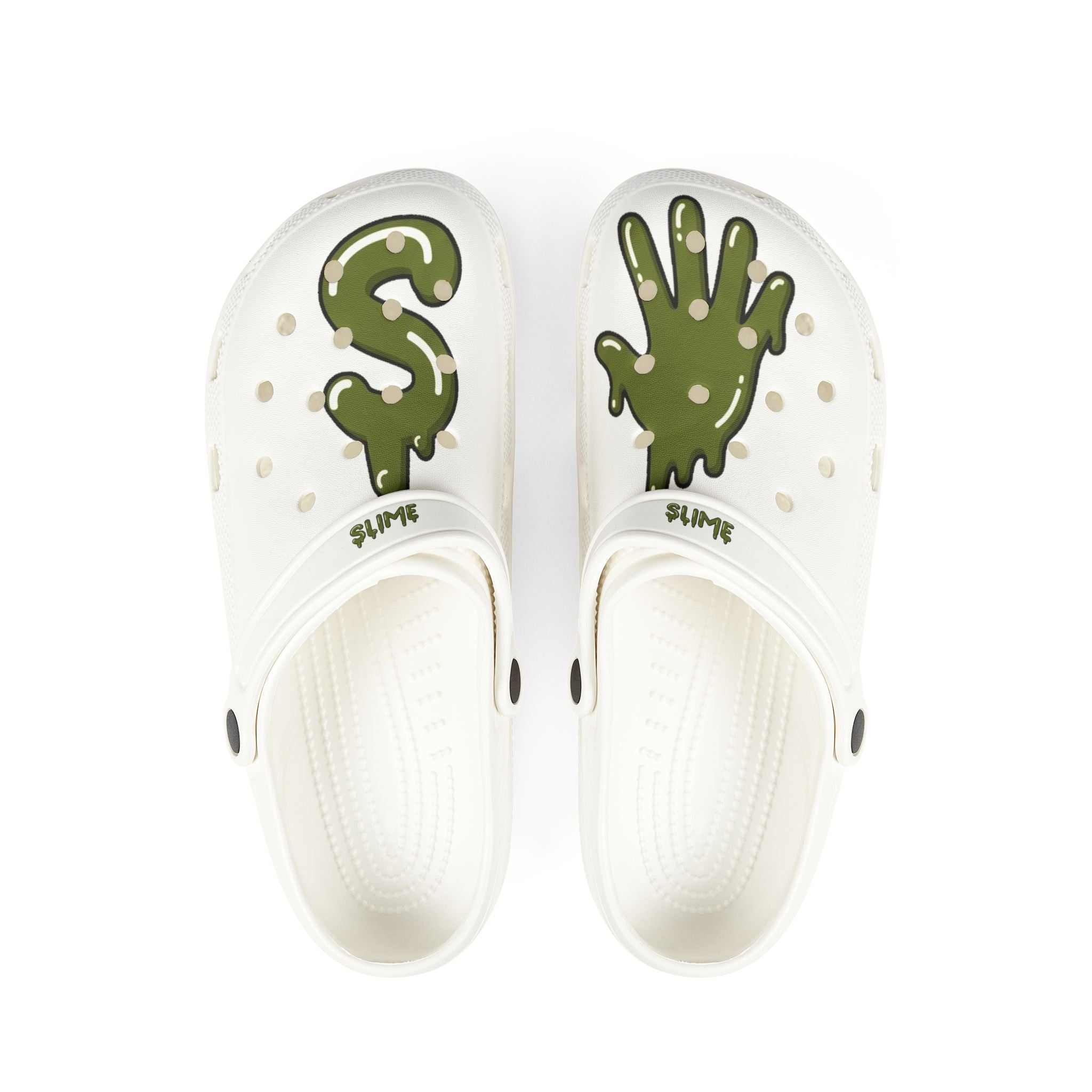 The Slime Shop Foam Clogs — Olive / Slime Drip