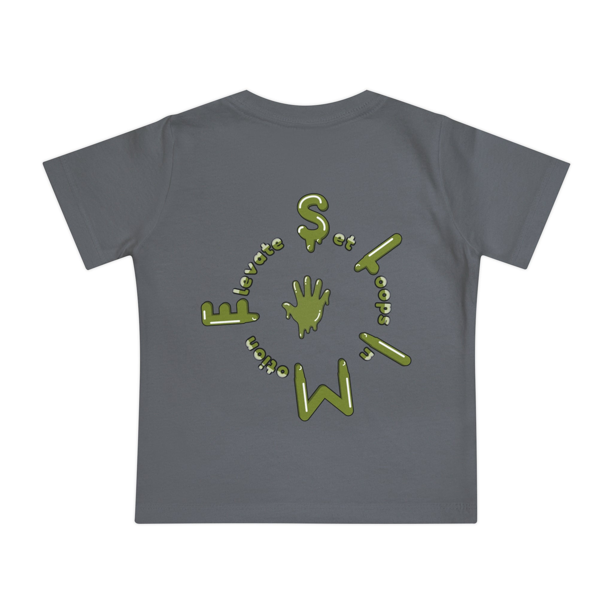 The Slime Shop Baby Tee — Asphalt / Green Slime Sircle