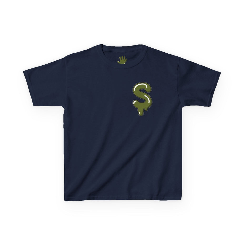 The Slime Shop Kids Heavy Cotton Tee — White / Military Green Slime $