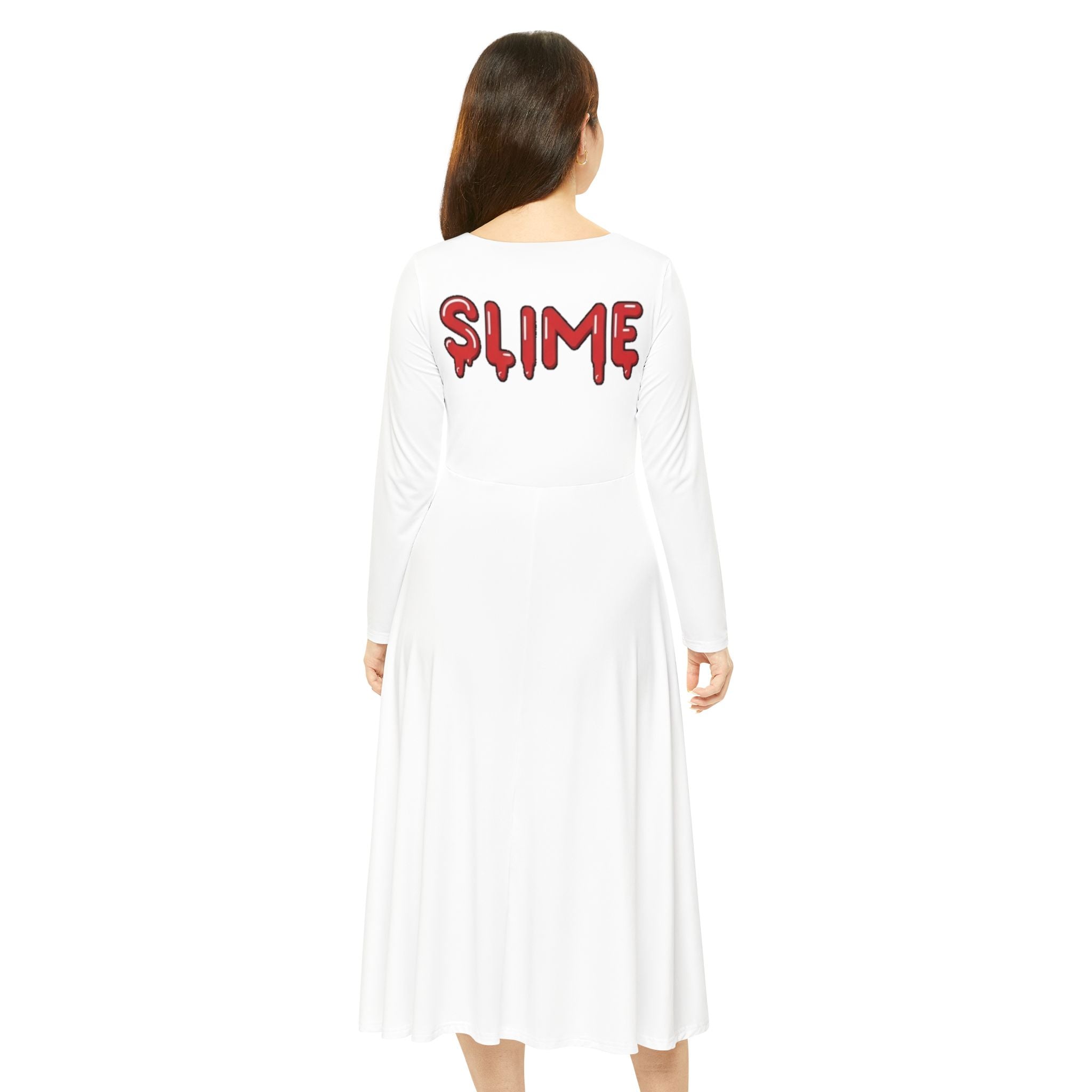 The Slime Shop Women's Long Sleeve Dance Dress — White / Red Slime In 5 (hand)