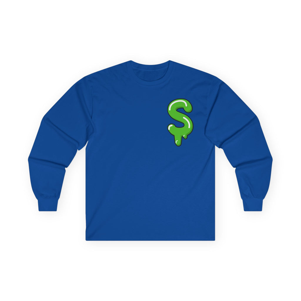 The Slime Shop Ultra Cotton Long-Sleeve Tee — Carolina Blue / Green Slime $