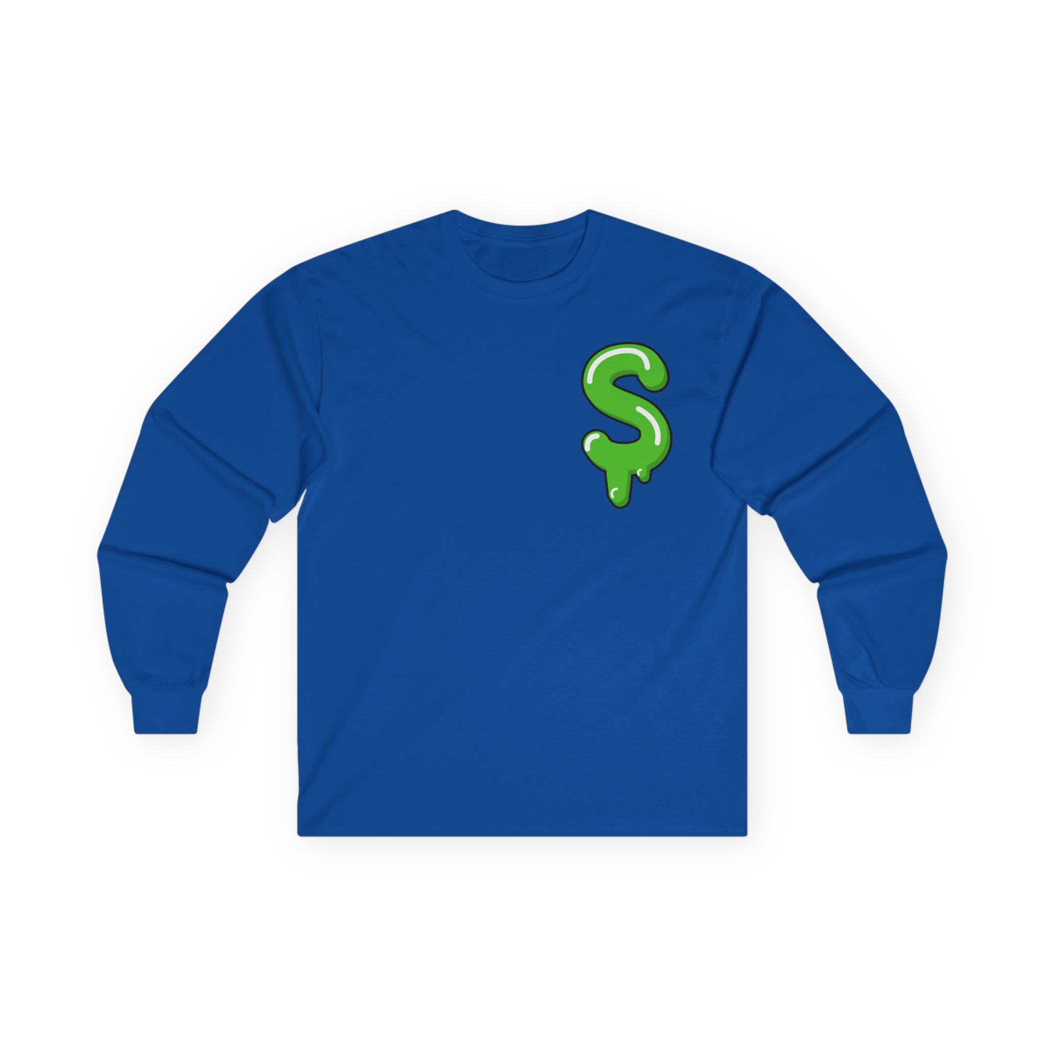 The Slime Shop Ultra Cotton Long-Sleeve Tee — Carolina Blue / Green Slime $