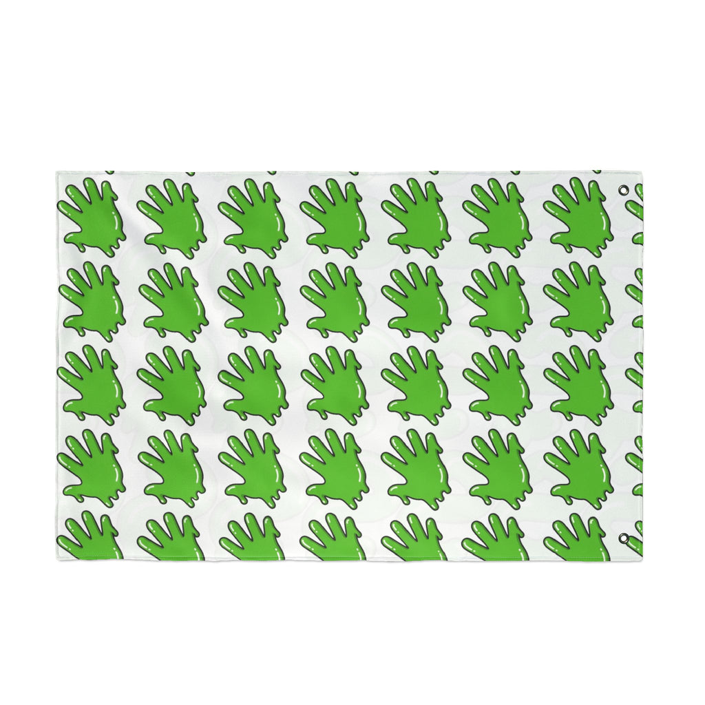 The Slime Shop Double Sided Flag — White / Green Slime S