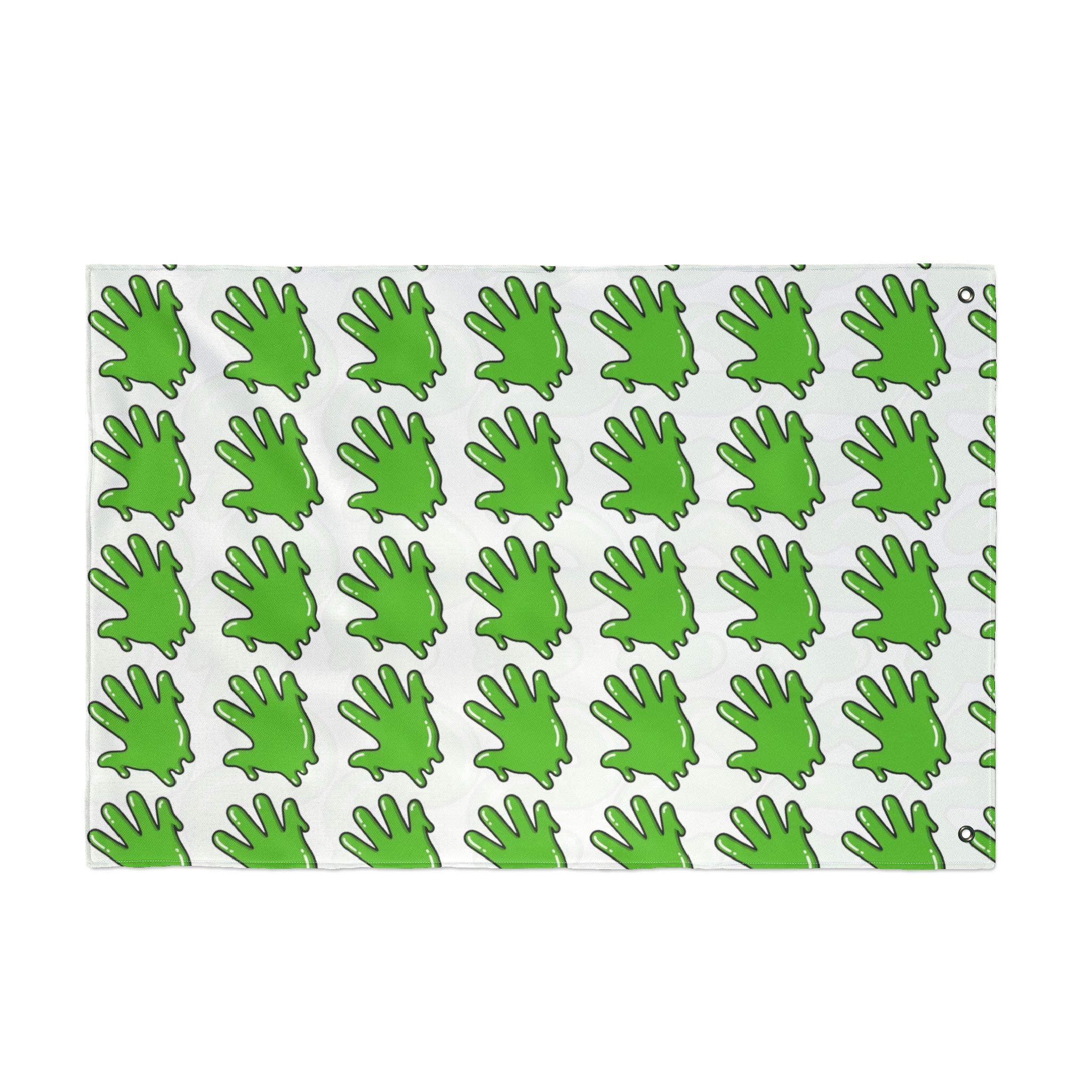 The Slime Shop Double Sided Flag — White / Green Slime S