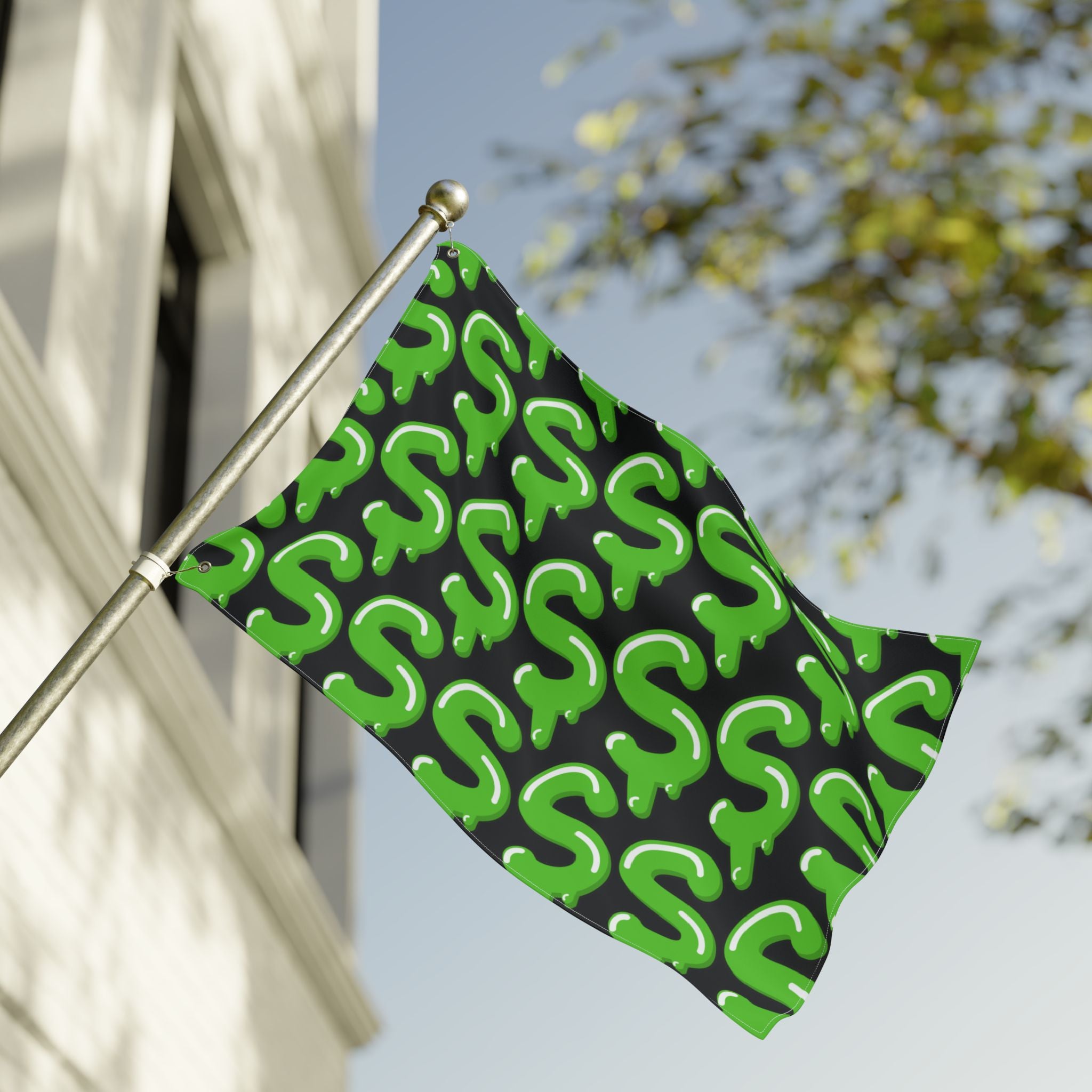 The Slime Shop Double Sided Flag — Black / Green Slime S