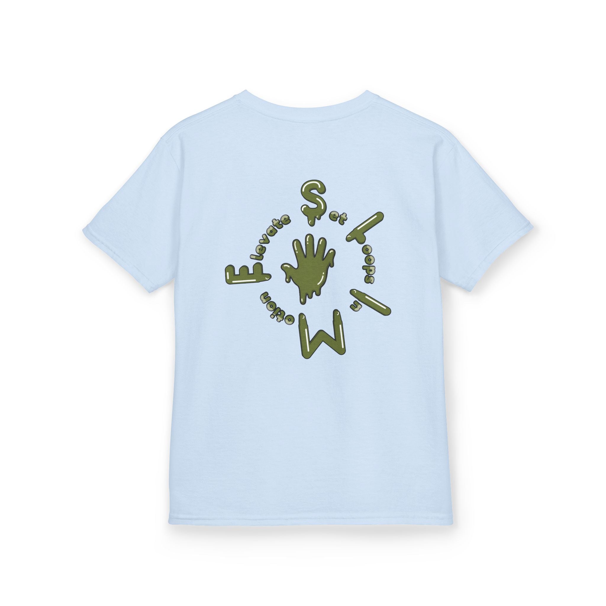 The Slime Shop Kids Heavy Cotton Tee — White / Military Green Slime $