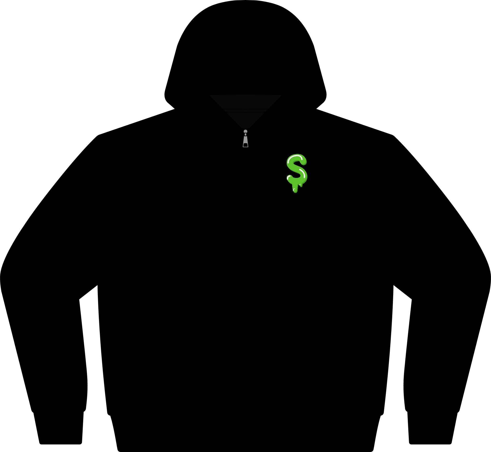 The Slime Shop Full-Zip Hoodie — Black / Green Slime Sircle