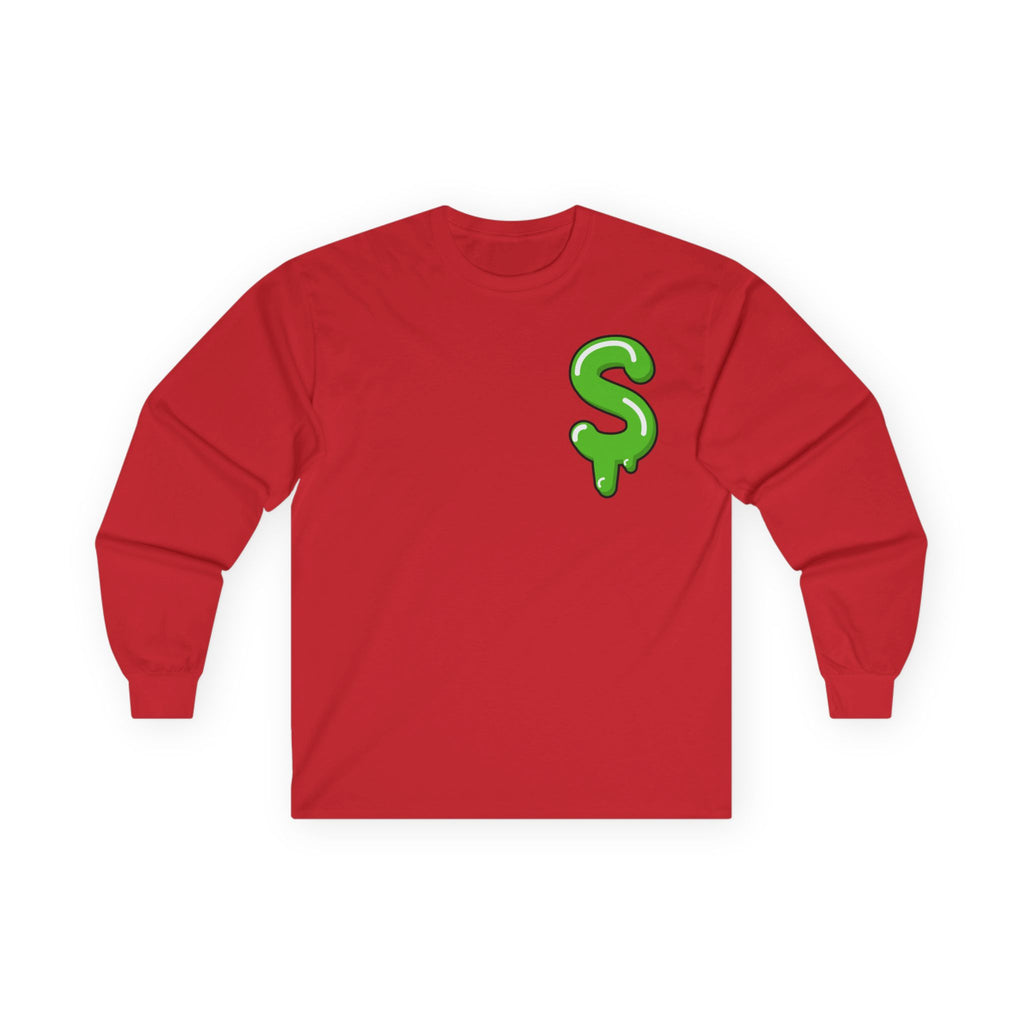 The Slime Shop Ultra Cotton Long-Sleeve Tee — Carolina Blue / Green Slime $
