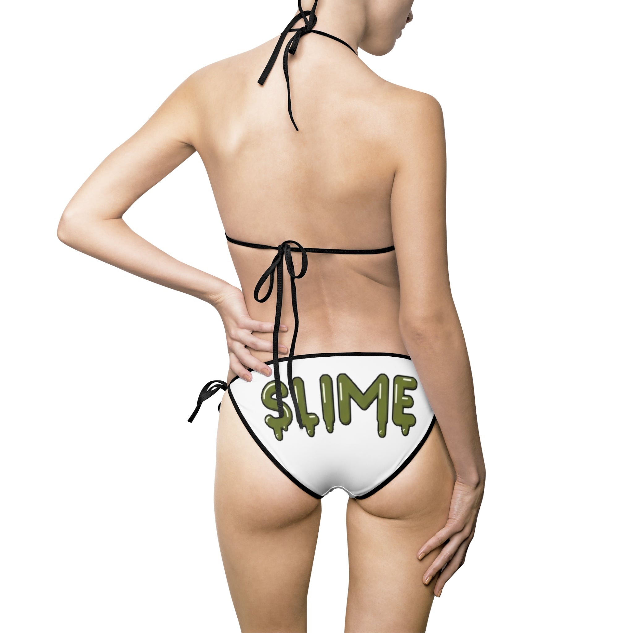 The Slime Shop Women's Bikini Swimsuit — White / Olive Slime $ (+ Slime In 5 hand)