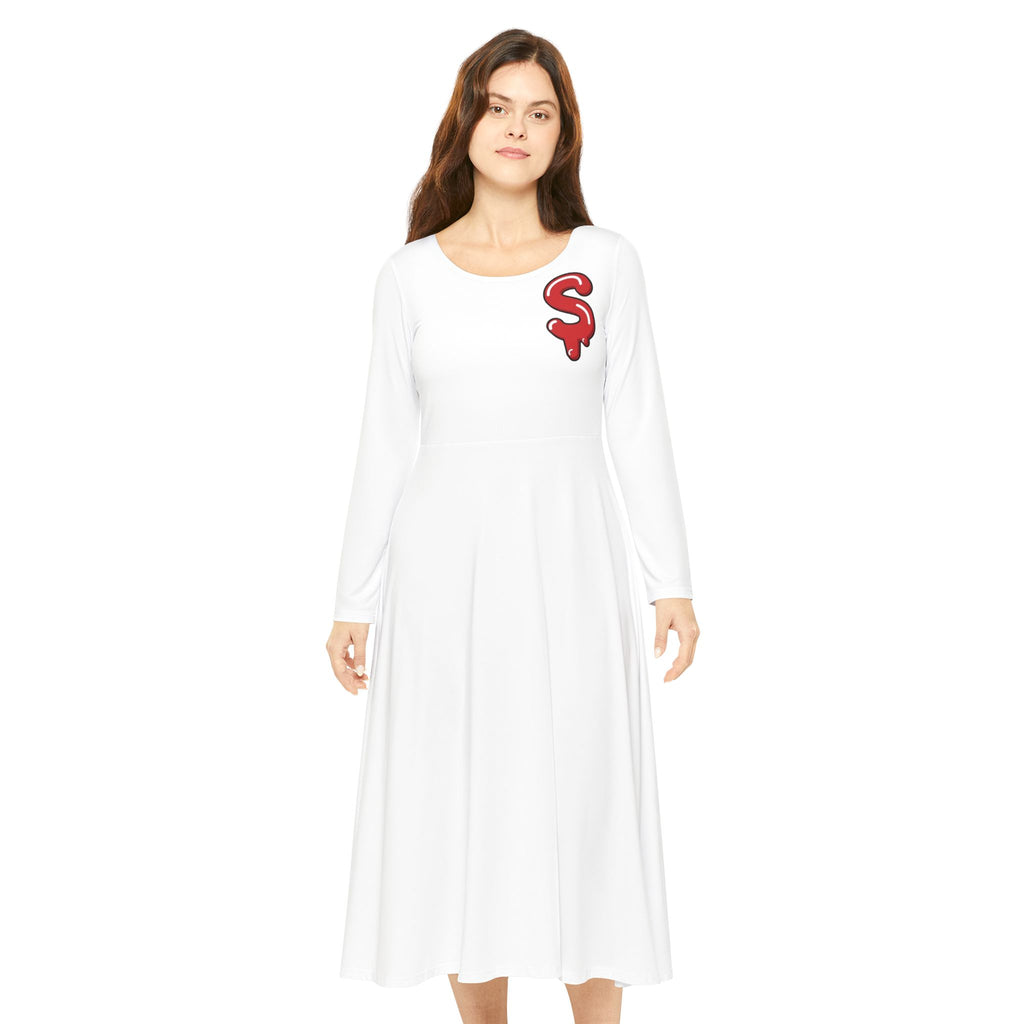 The Slime Shop Women's Long Sleeve Dance Dress — White / Red Slime $