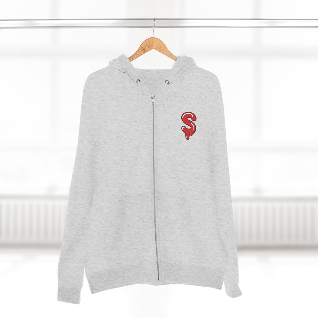 The Slime Shop Zip Hoodie — Heather / Red Slime-$