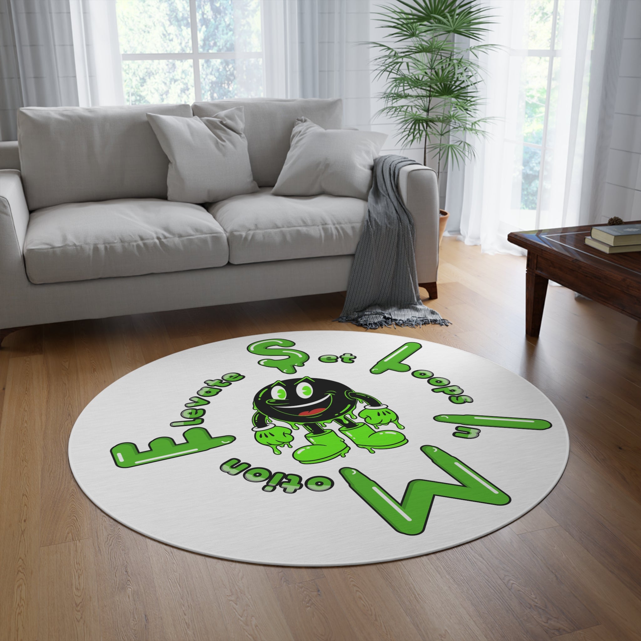 The Slime Shop Round Rug — Slimeman & Ring (Green)