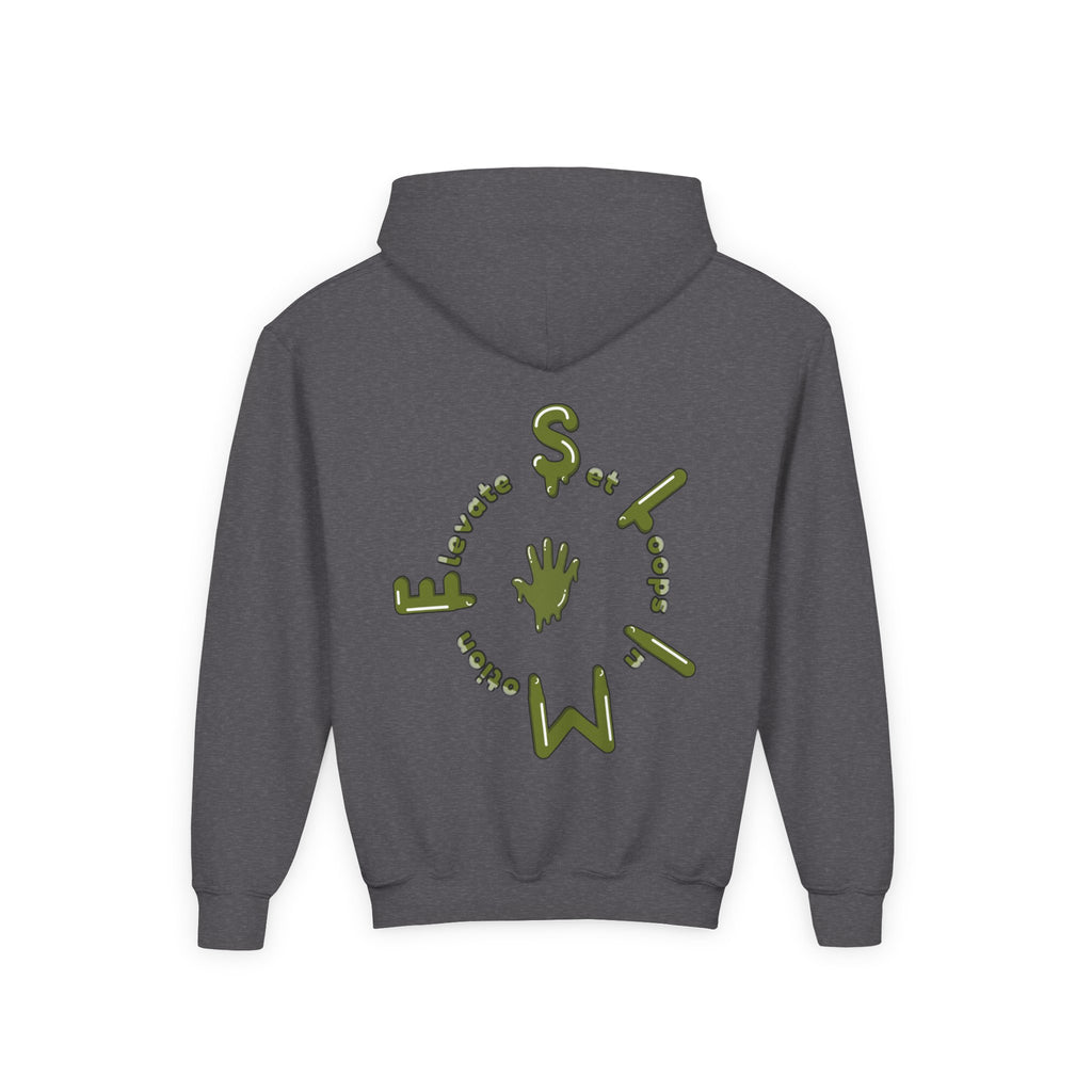 The Slime Shop Youth Hoodie — Red / Army Green Slime $