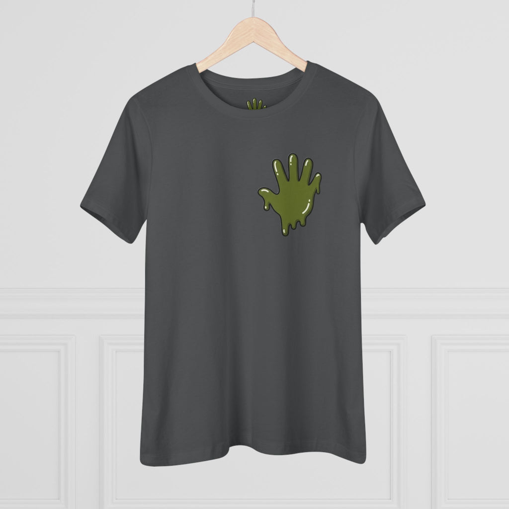 The Slime Shop Women's Tee — White / Olive Slime In 5