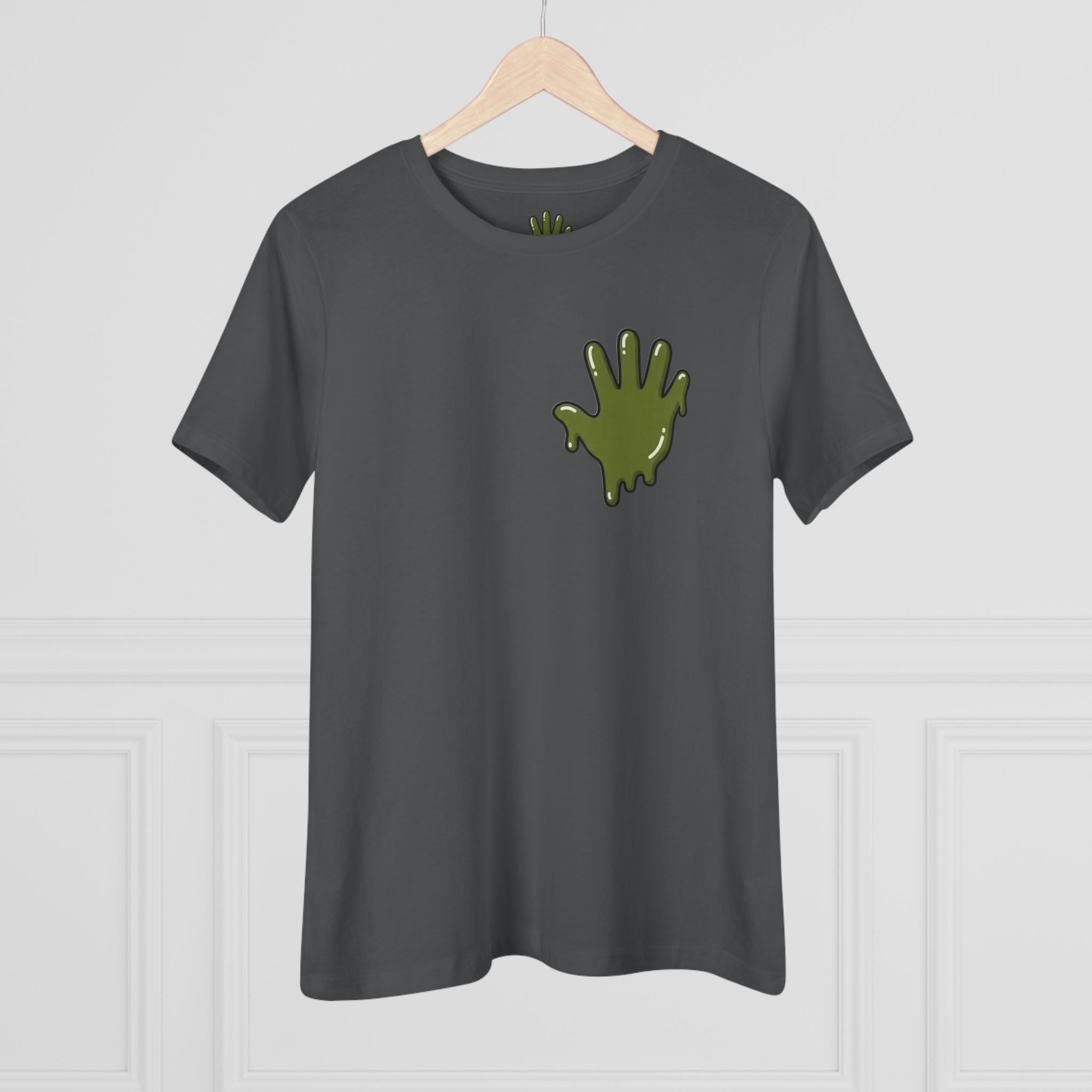 The Slime Shop Women's Tee — White / Olive Slime In 5