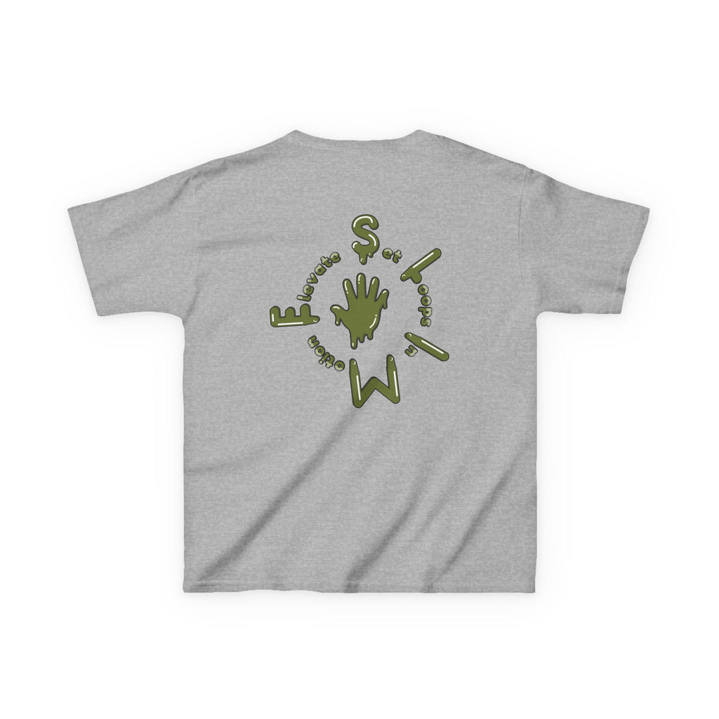 The Slime Shop Kids Heavy Cotton Tee — White / Military Green Slime $
