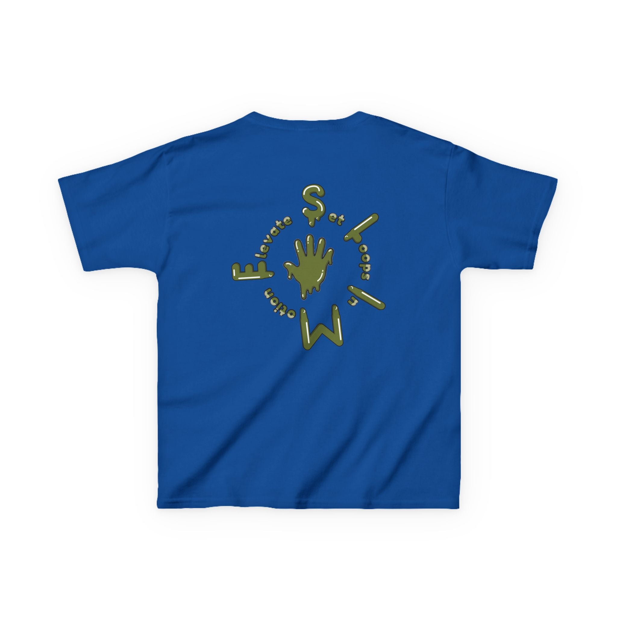 The Slime Shop Kids Heavy Cotton Tee — White / Military Green Slime $