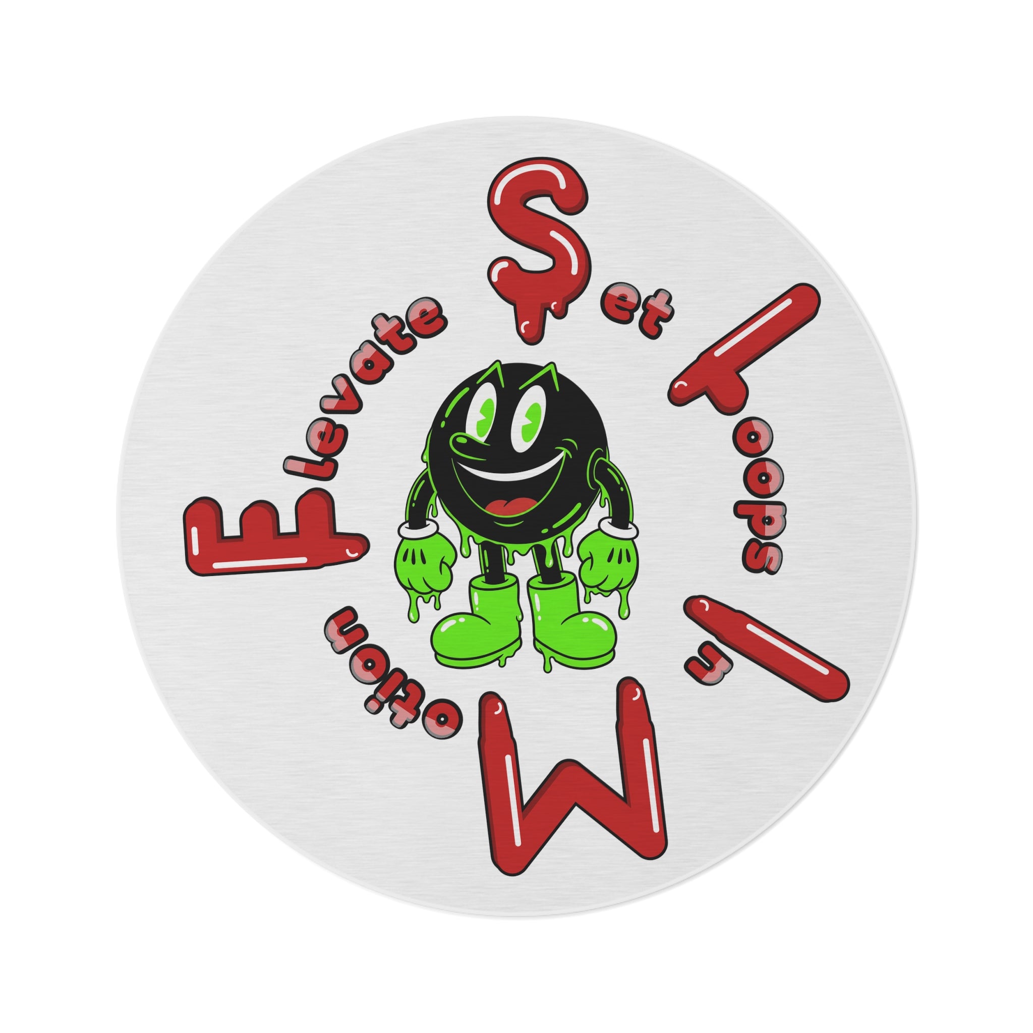 The Slime Shop Round Rug — Slimeman & Ring (Red)