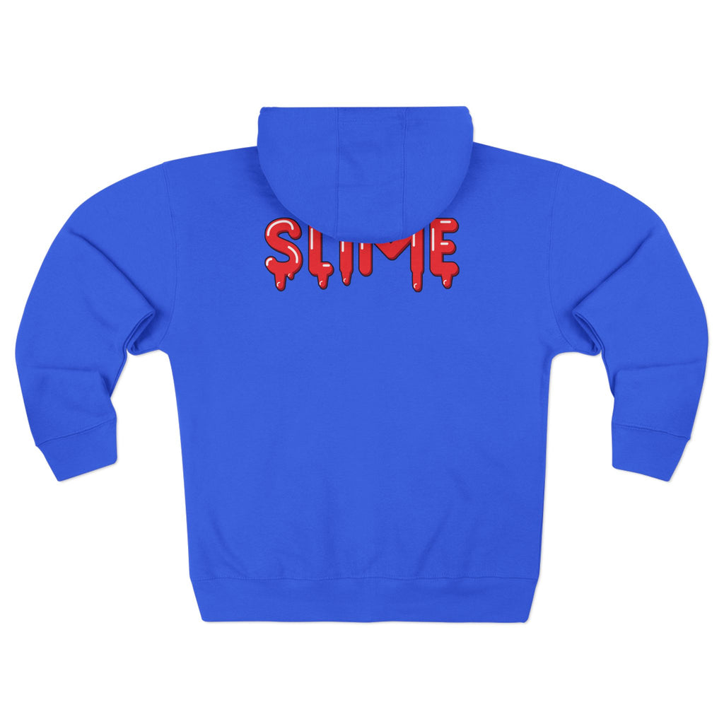 The Slime Shop Zip Hoodie — Heather / Red Slime $