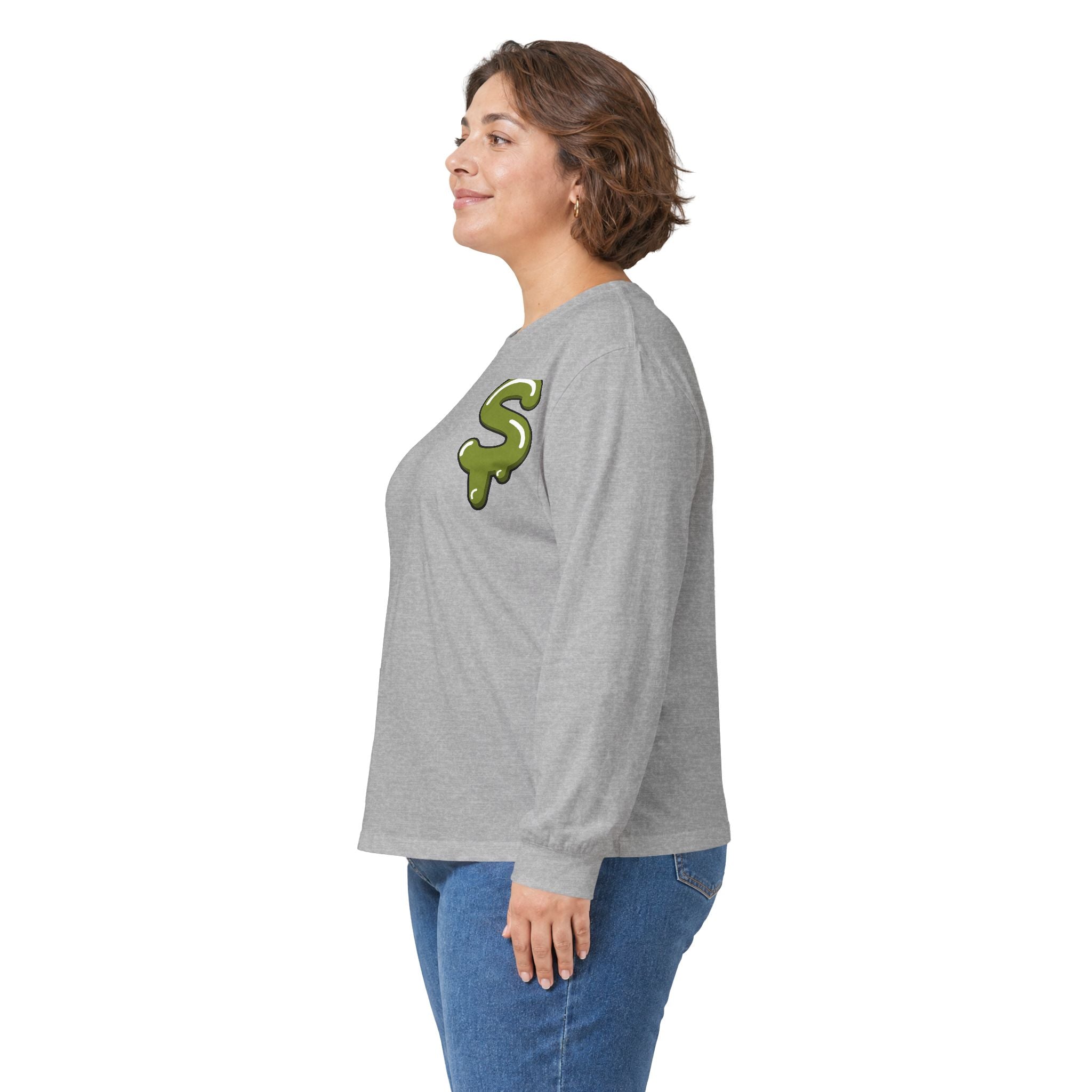 The Slime Shop Ultra Cotton Long-Sleeve — White / Olive Slime-$
