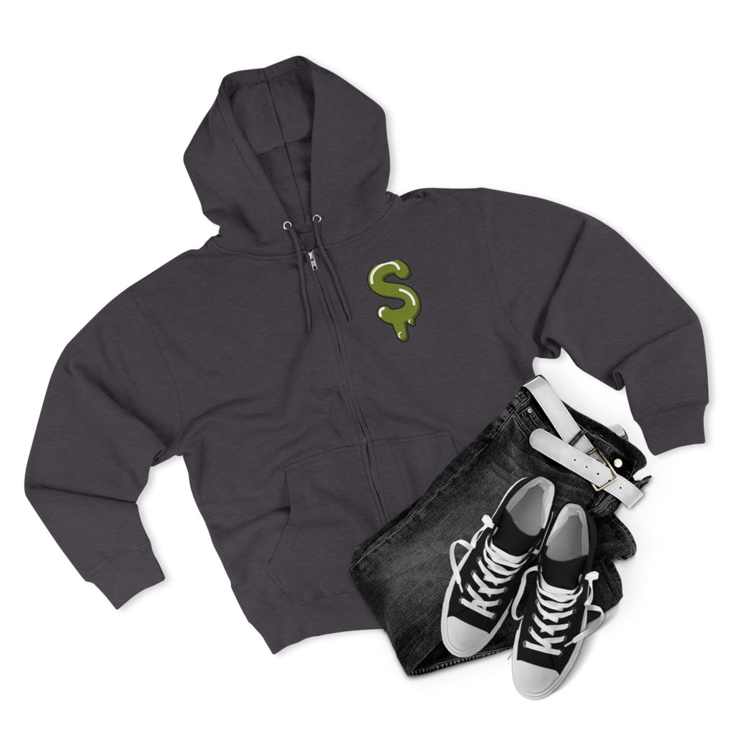 The Slime Shop Zip Hoodie — Heather / Olive Slime $