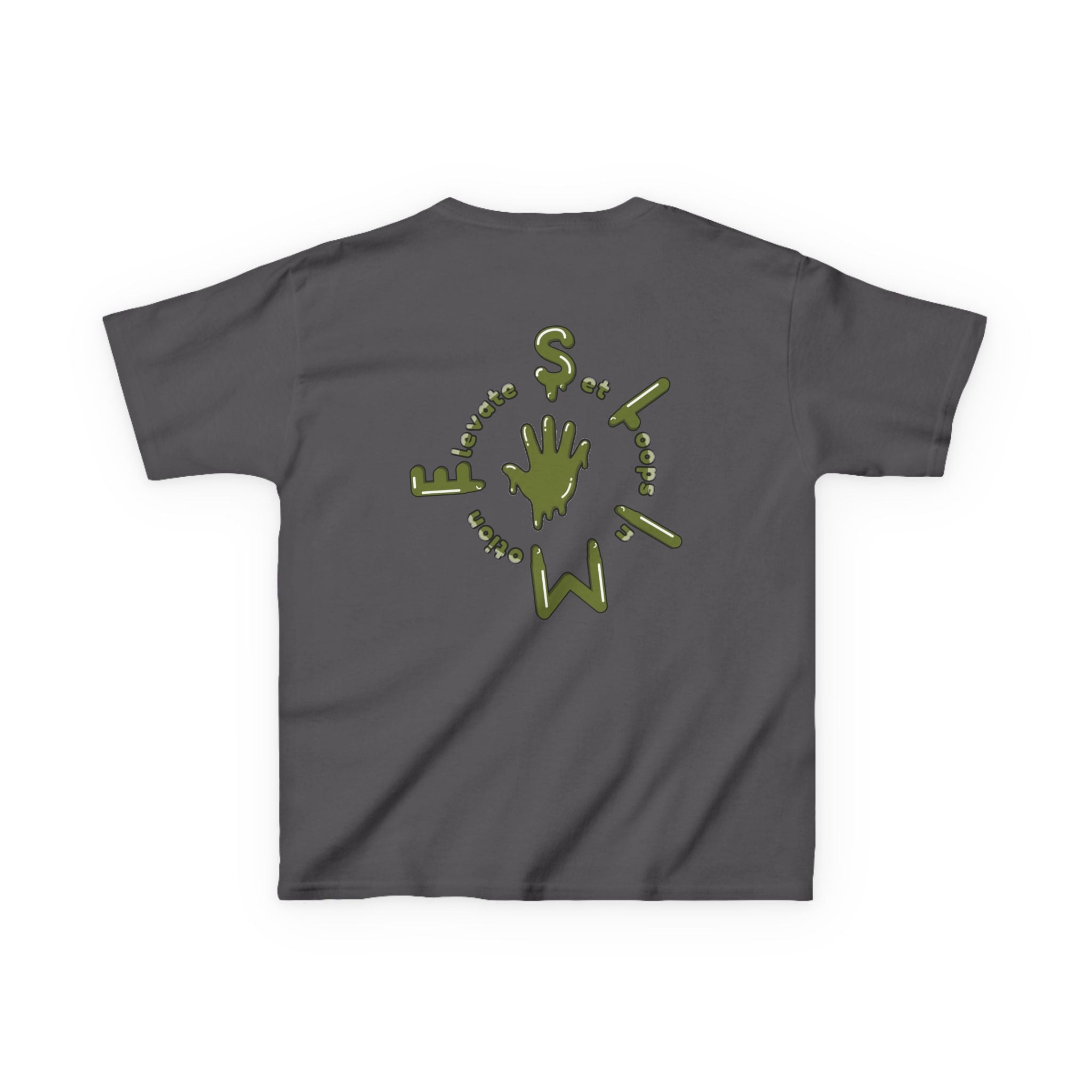 The Slime Shop Kids Heavy Cotton Tee — White / Military Green Slime $