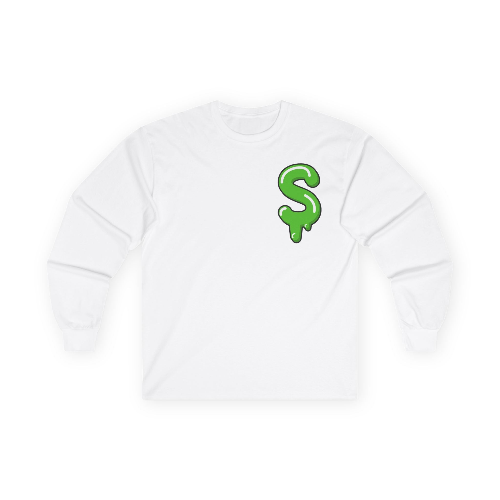 The Slime Shop Ultra Cotton Long-Sleeve Tee — Carolina Blue / Green Slime $