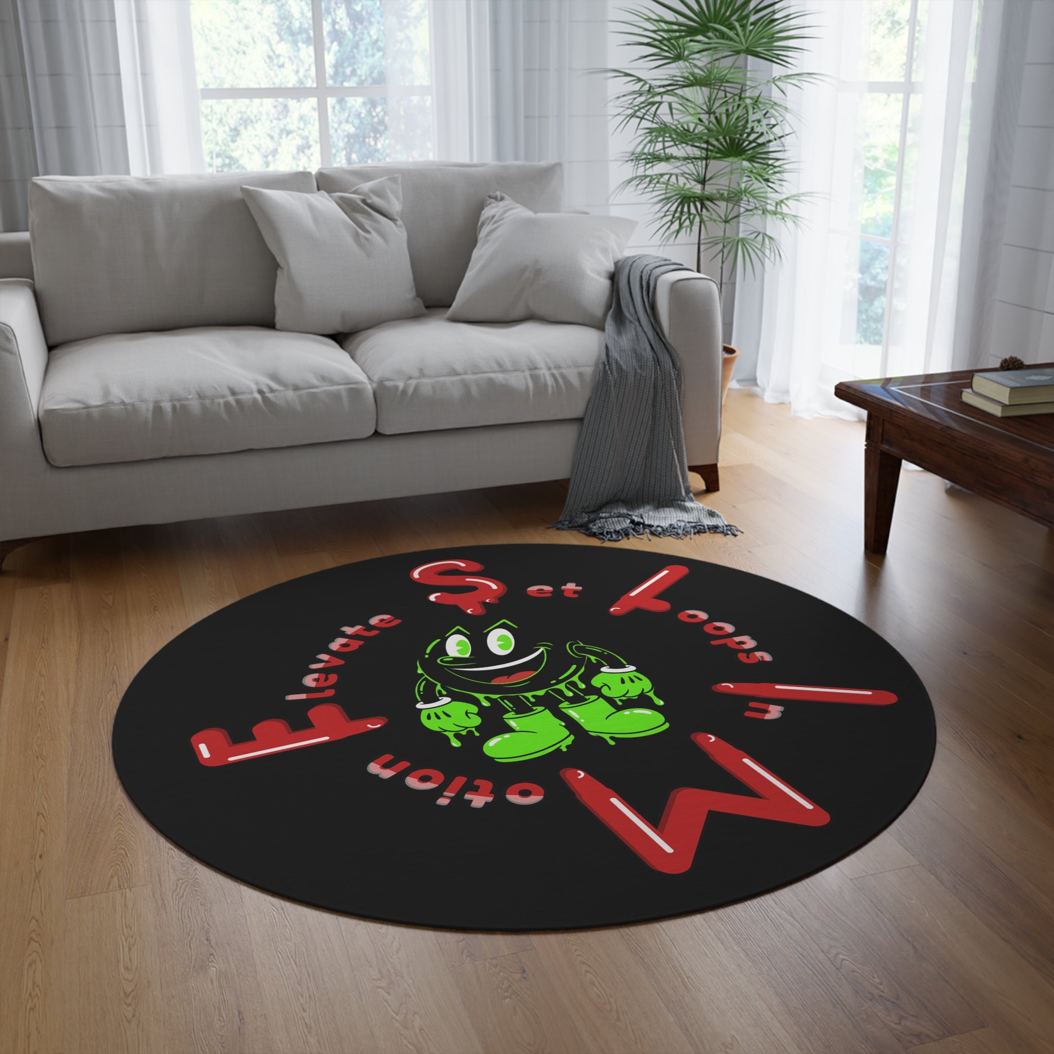 The Slime Shop Round Rug — Slimeman & Ring (Red) II