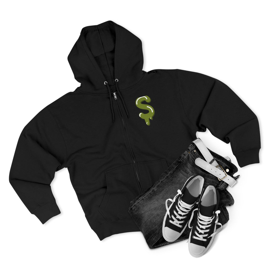 The Slime Shop Zip Hoodie — Heather / Olive Slime $