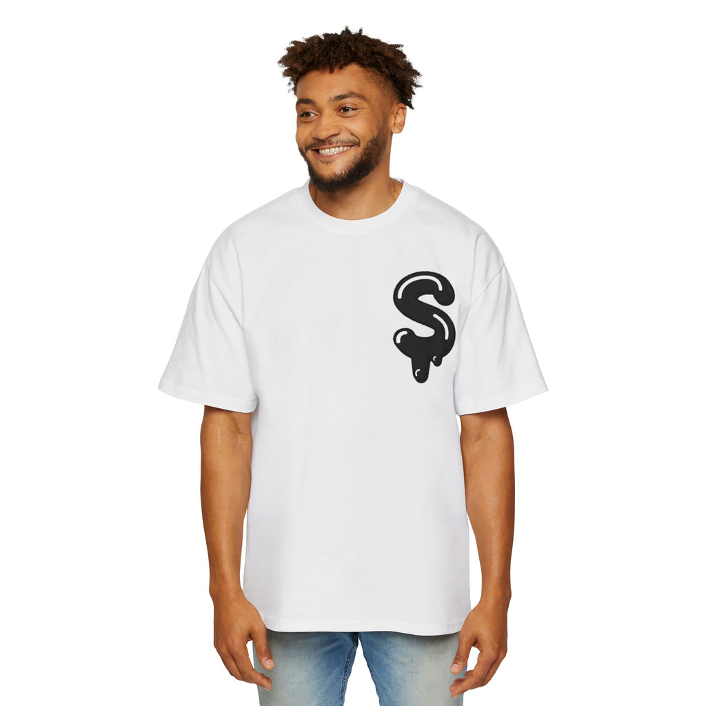 The Slime Shop Men's Heavy Oversized Tee — White / Black Slime Sircle