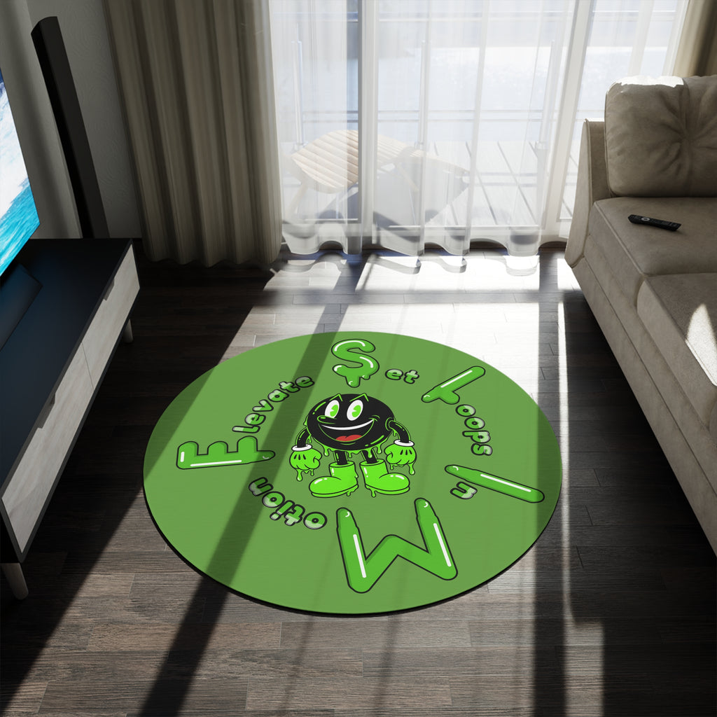 The Slime Shop Round Rug — Slimeman & Ring (Green) III