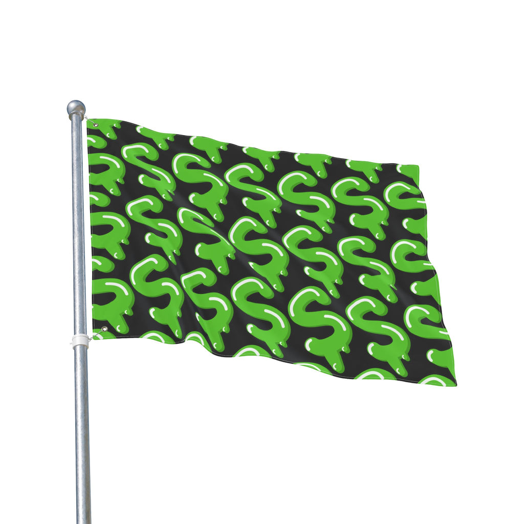 The Slime Shop Double Sided Flag — Black / Green Slime S