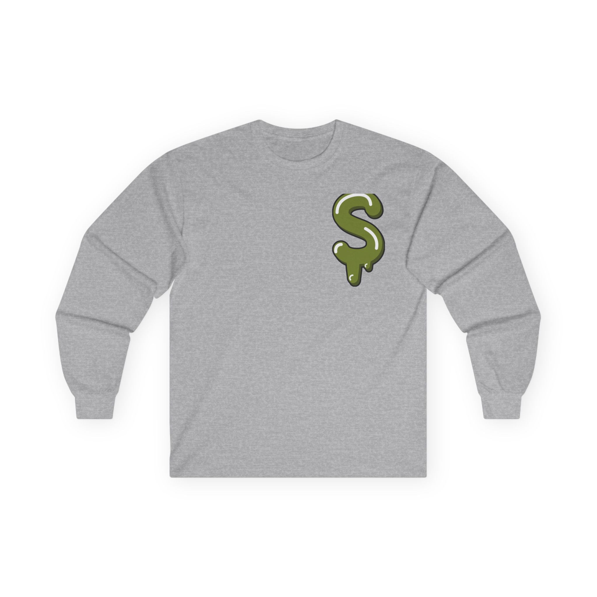 The Slime Shop Ultra Cotton Long-Sleeve — White / Olive Slime-$