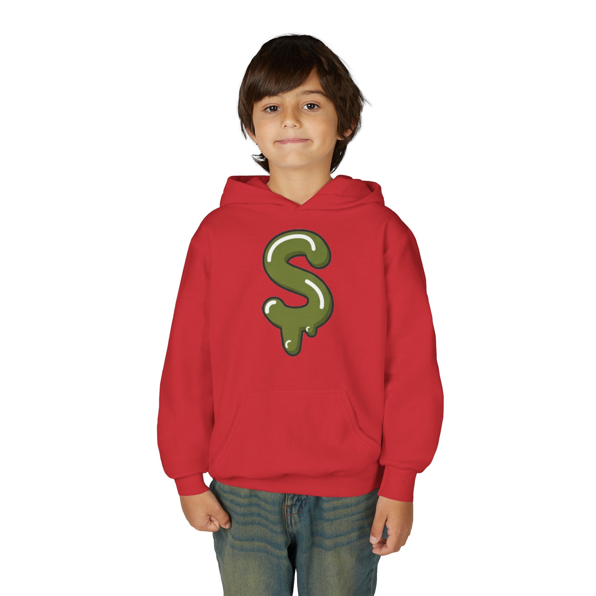 The Slime Shop Youth Hoodie — Red / Army Green Slime $