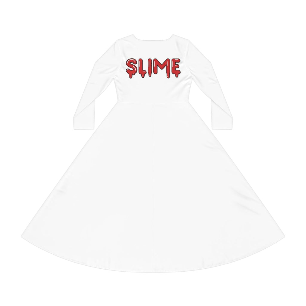 The Slime Shop Women's Long Sleeve Dance Dress — White / Red Slime $