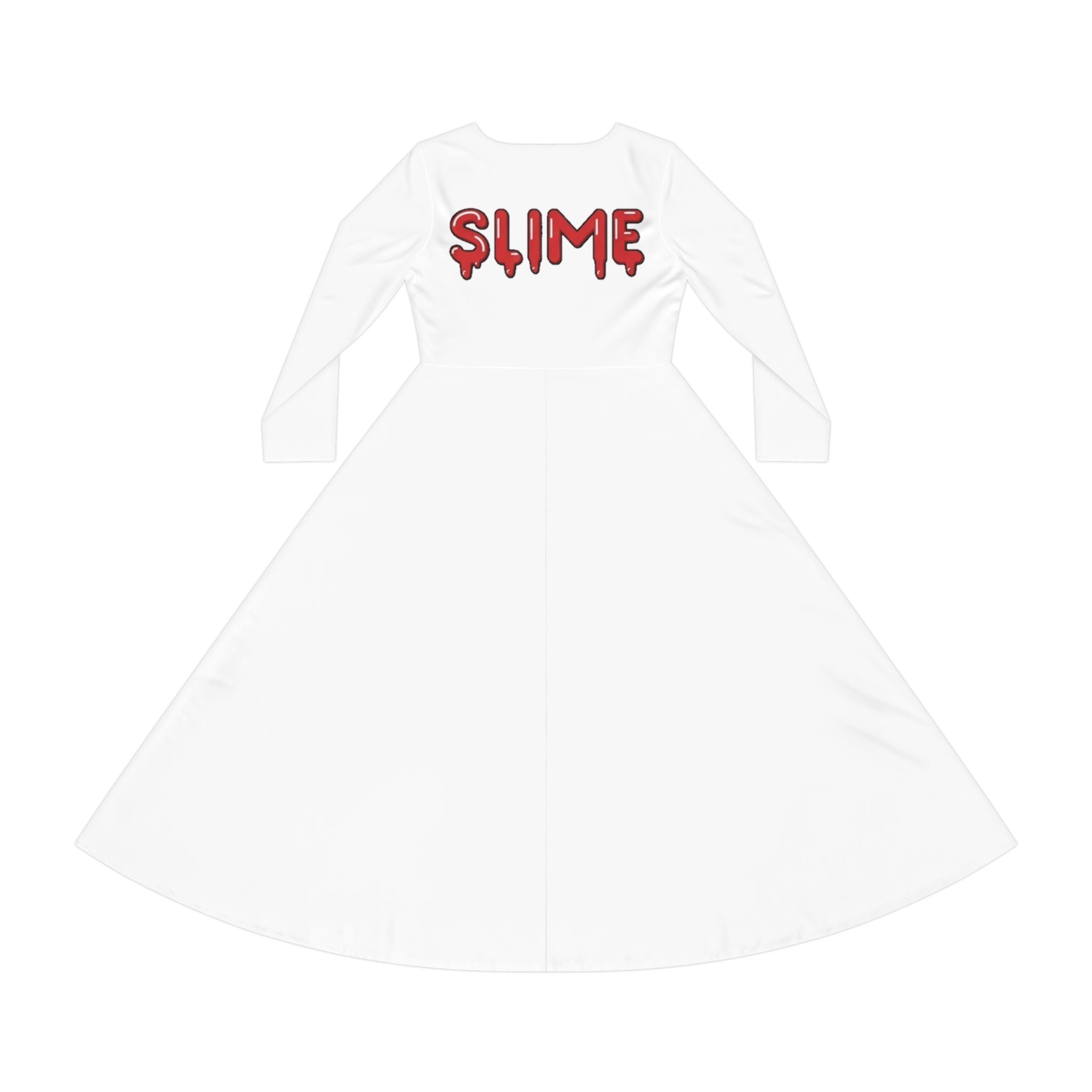 The Slime Shop Women's Long Sleeve Dance Dress — White / Red Slime $