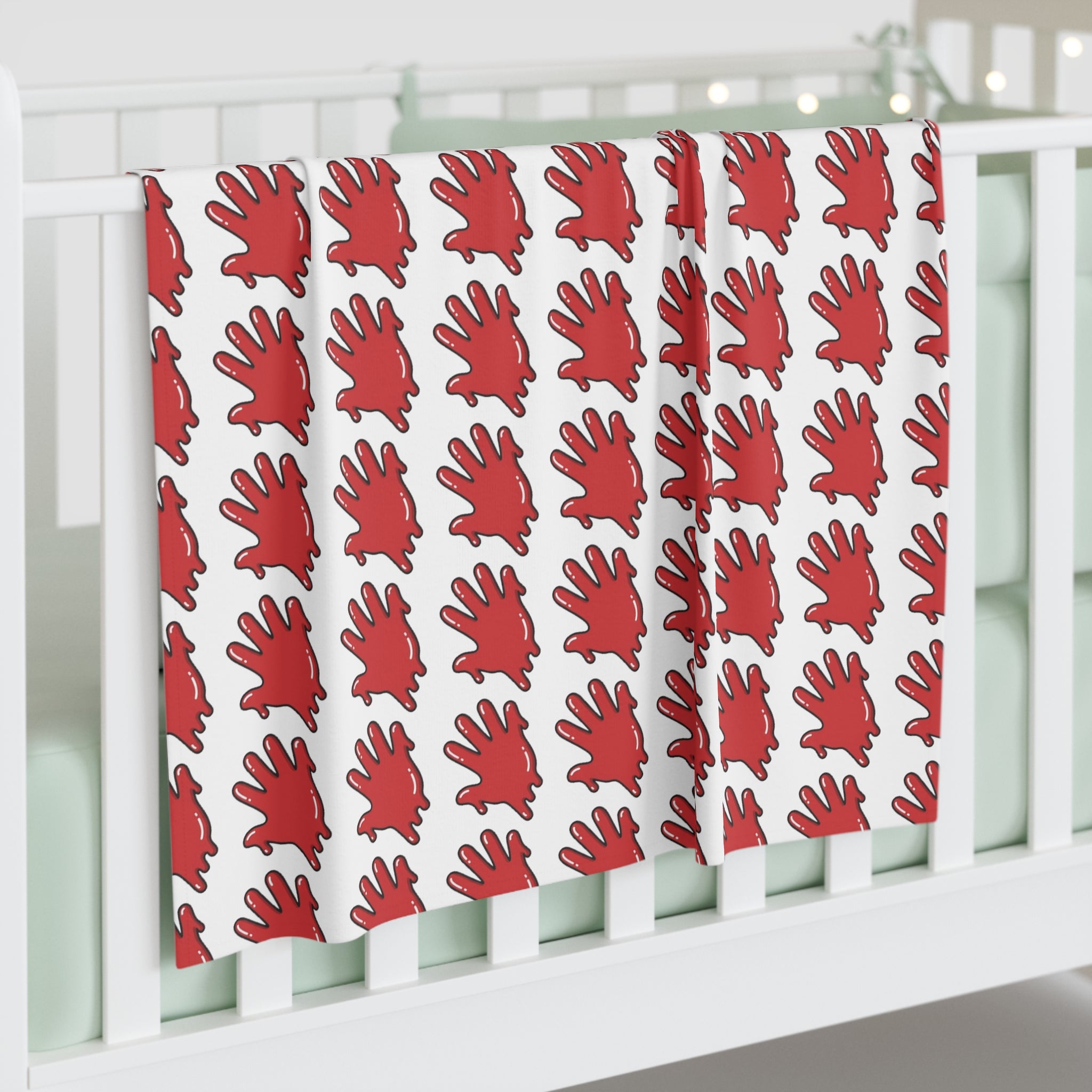 The Slime Shop Baby Swaddle Blanket — White / Red Slime In 5