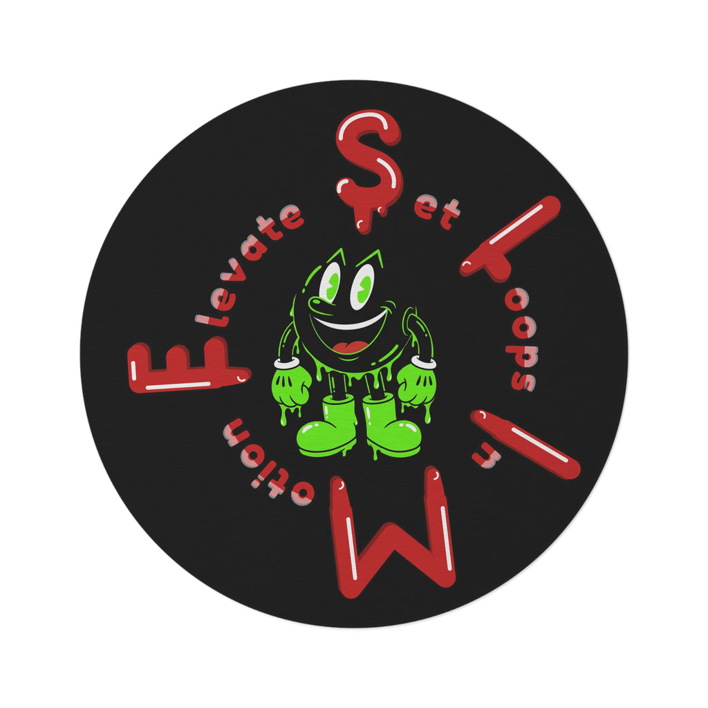 The Slime Shop Round Rug — Slimeman & Ring (Red) II