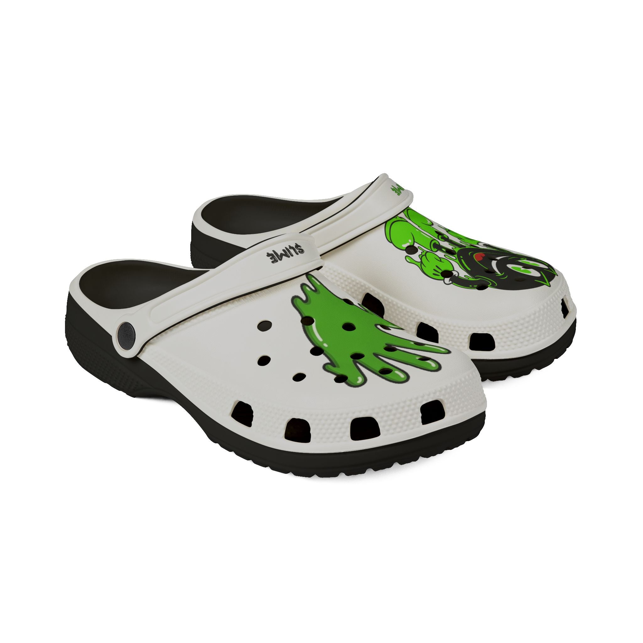The Slime Shop EVA Foam Clogs — White / Green Slime In 5