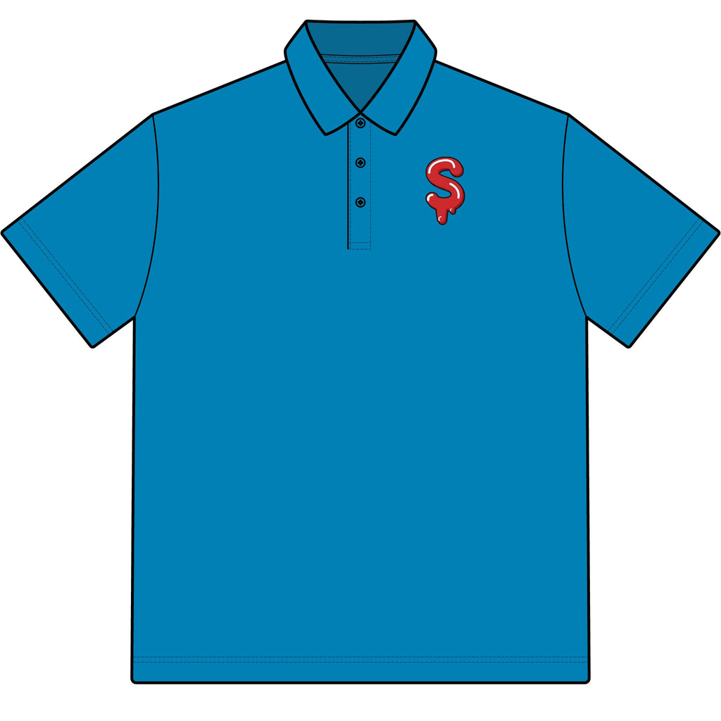 The Slime Shop Pique Polo — White / Red Slime-$