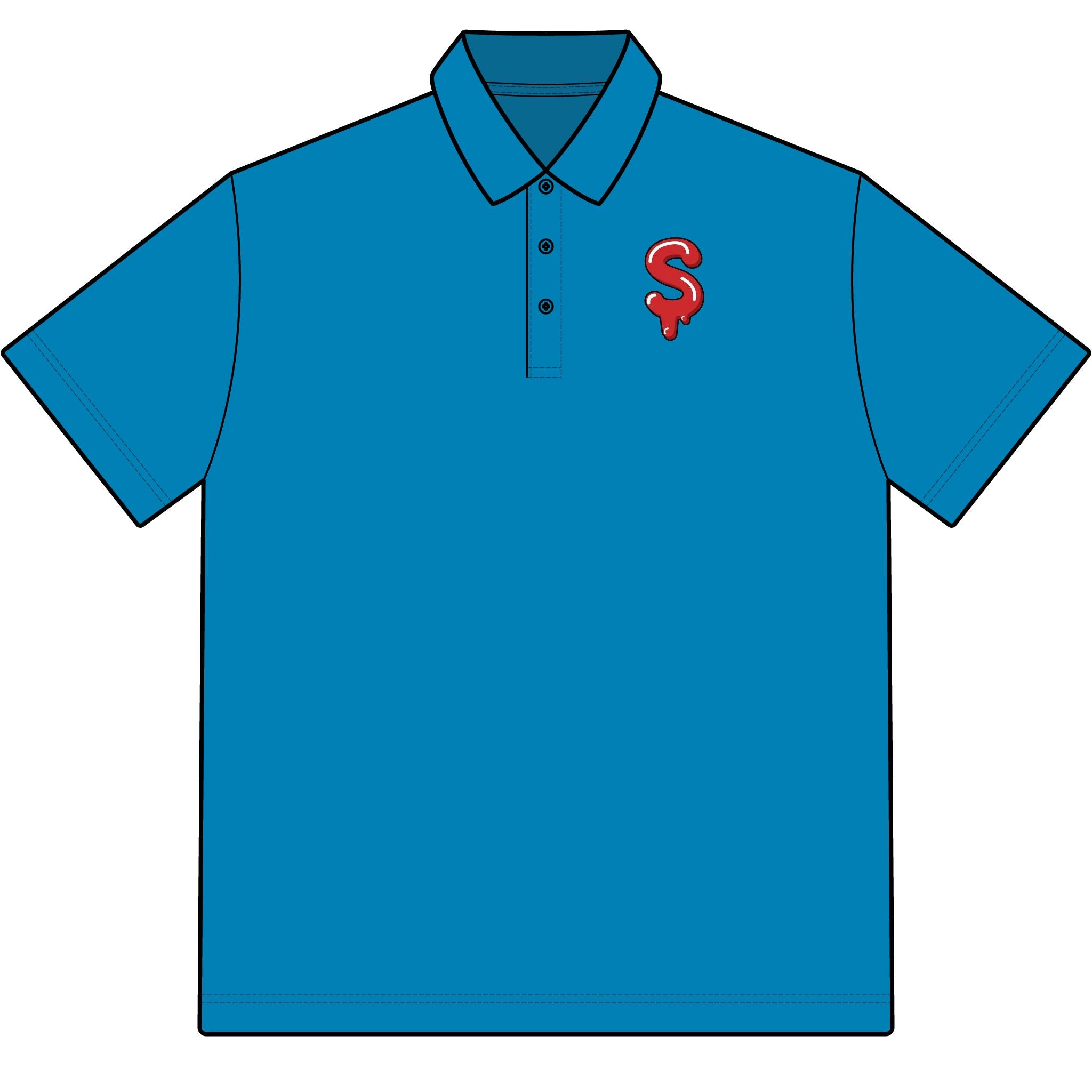 The Slime Shop Pique Polo — White / Red Slime-$