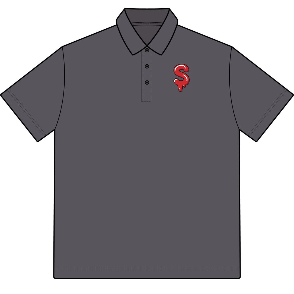 The Slime Shop Pique Polo — White / Red Slime-$