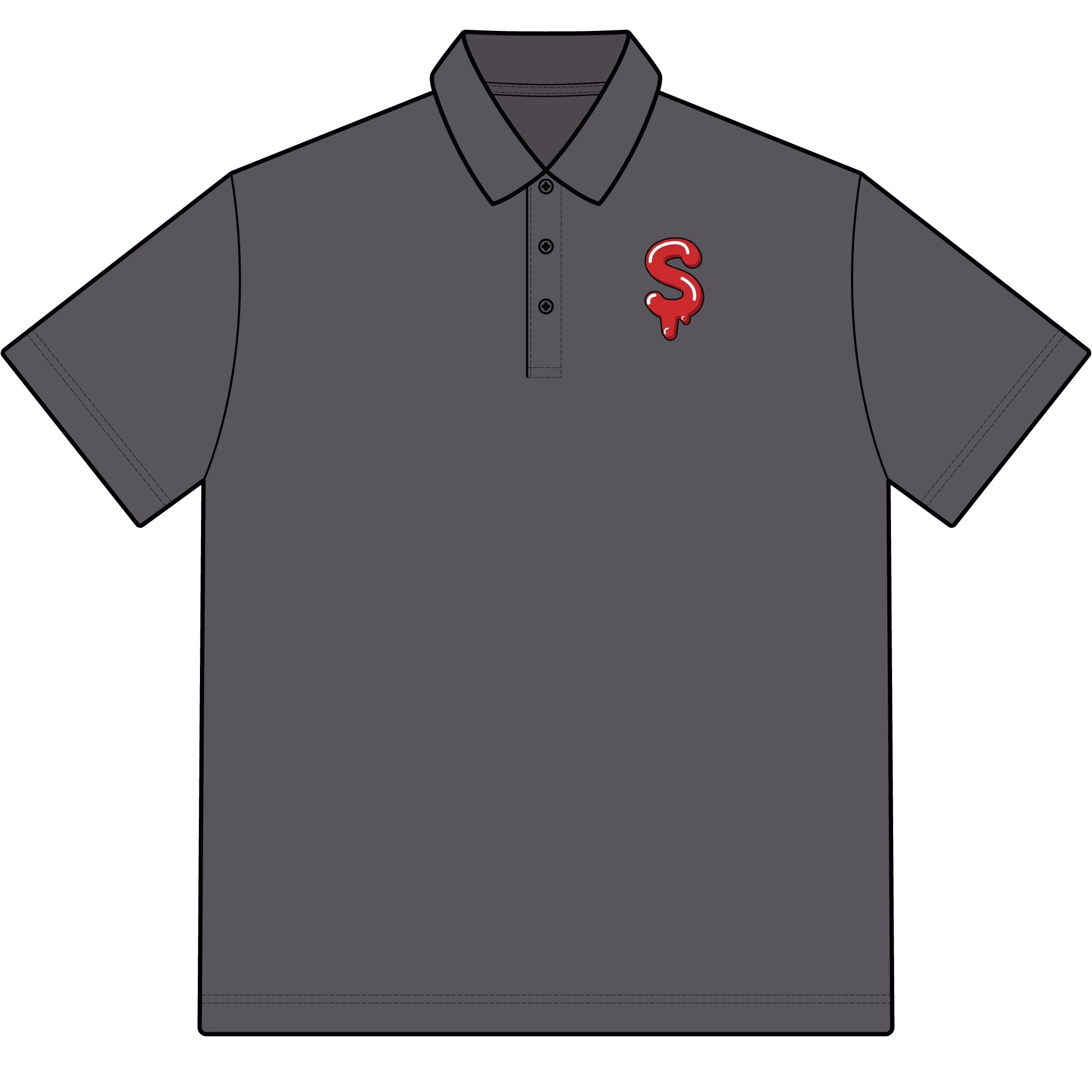 The Slime Shop Pique Polo — White / Red Slime-$